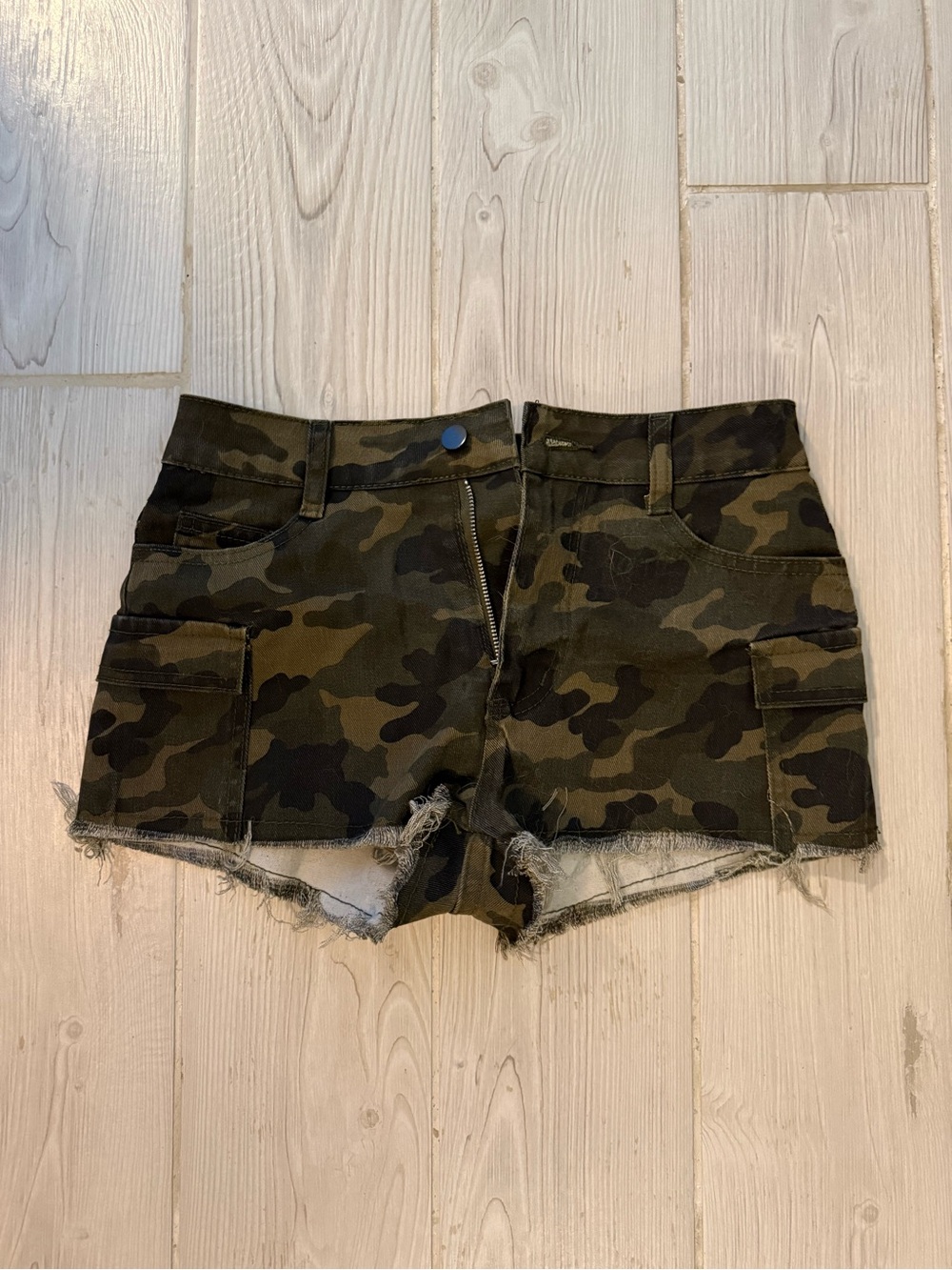 Camo Cargo Denim Shorts